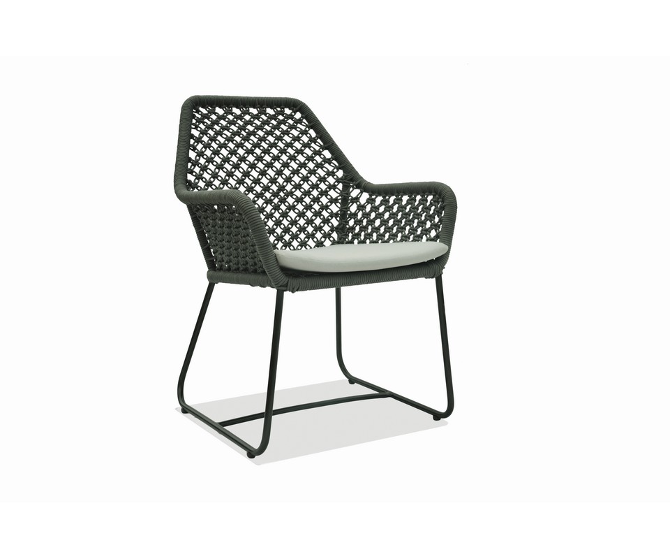 Kona Dining Armchair carbon anthracite 6mm rope cushion wifera 163